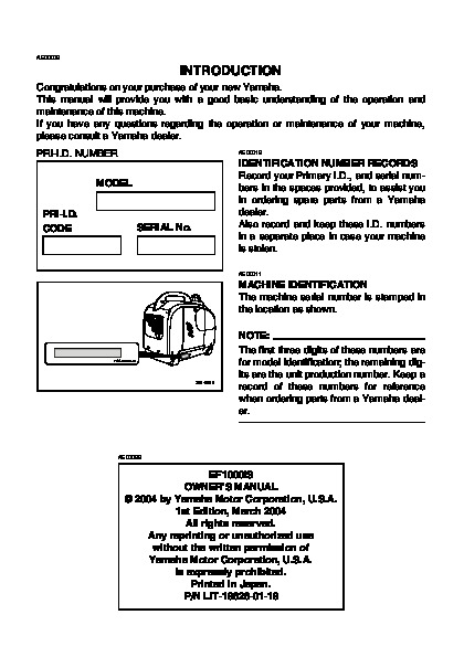 Yamaha Ef1000 Manual Download